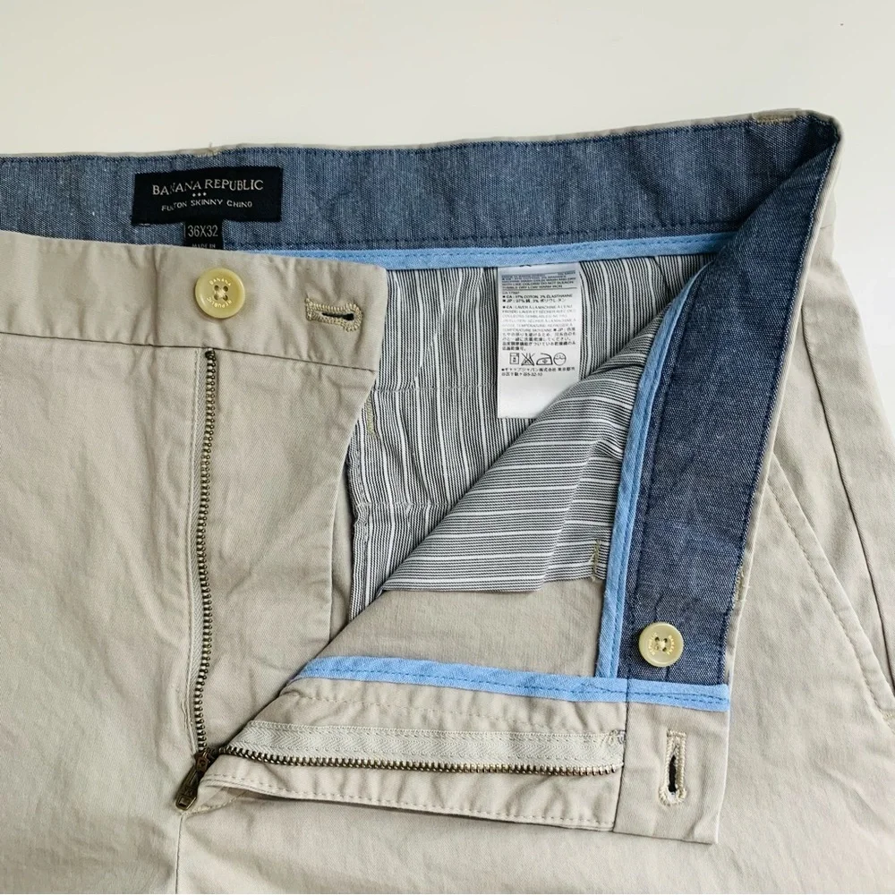 Banana Republic Men’s Fulton Skinny Chino Pants in Khaki Flat Front Size 36 x 32